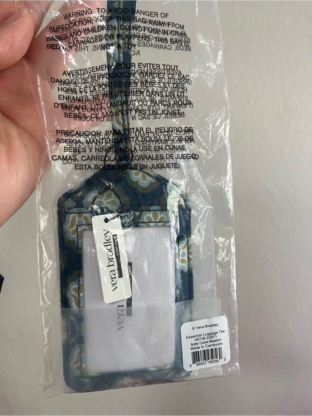 Vera Bradley Navy Floral ID Luggage Tag